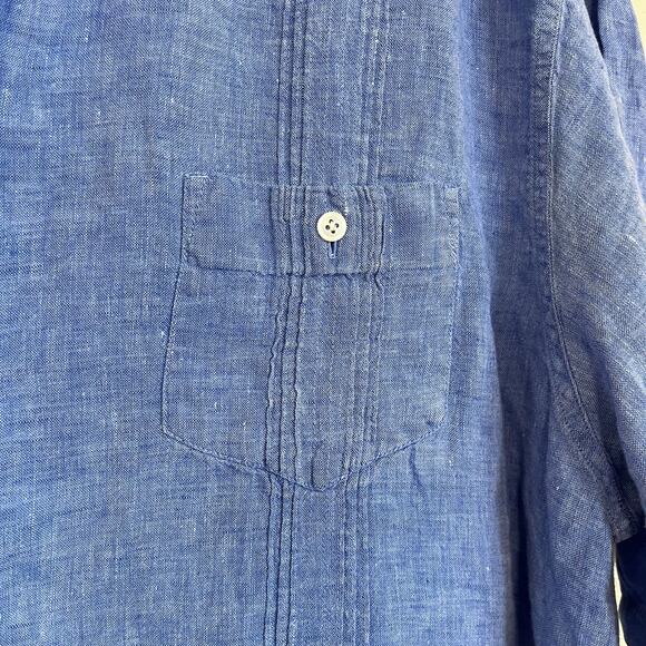 Daniel Cremieux Linen Mens Shirt Size XL Blue Chambray Preppy Button Up Work - Picture 4 of 6